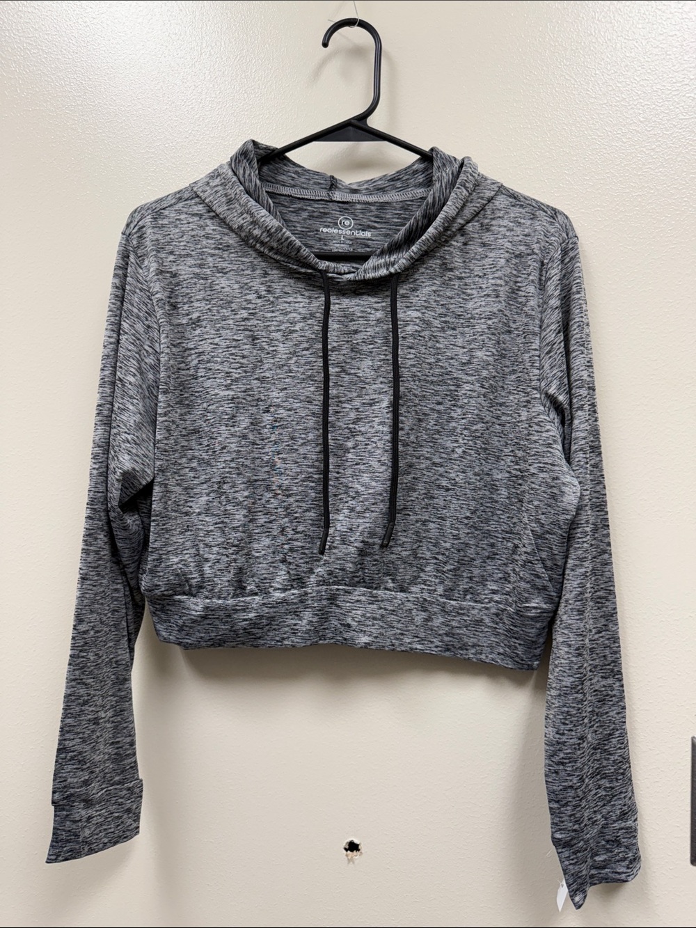 Heather Gray Cropped Pullover Hoodie